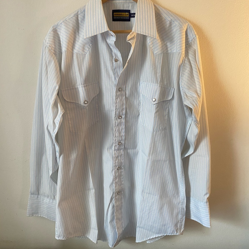 Panhandle Slim Blue Long Sleeve Pearl Snap Western Shirt Men's Size 16-34